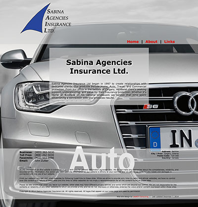 screen capture of the Sabina Agencies Insurance Ltd. responsive website designed by Sheldon Ball of LeadOn Consulting